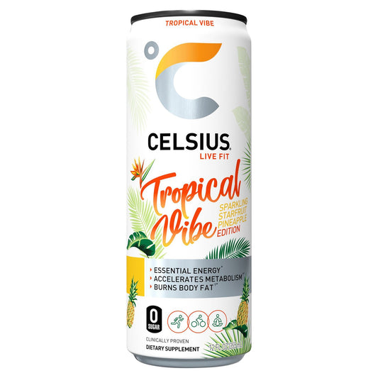 Celsius Zero Sugar Sparkling Energy Drinks 4 pk Cans - Starfruit Pineapple
