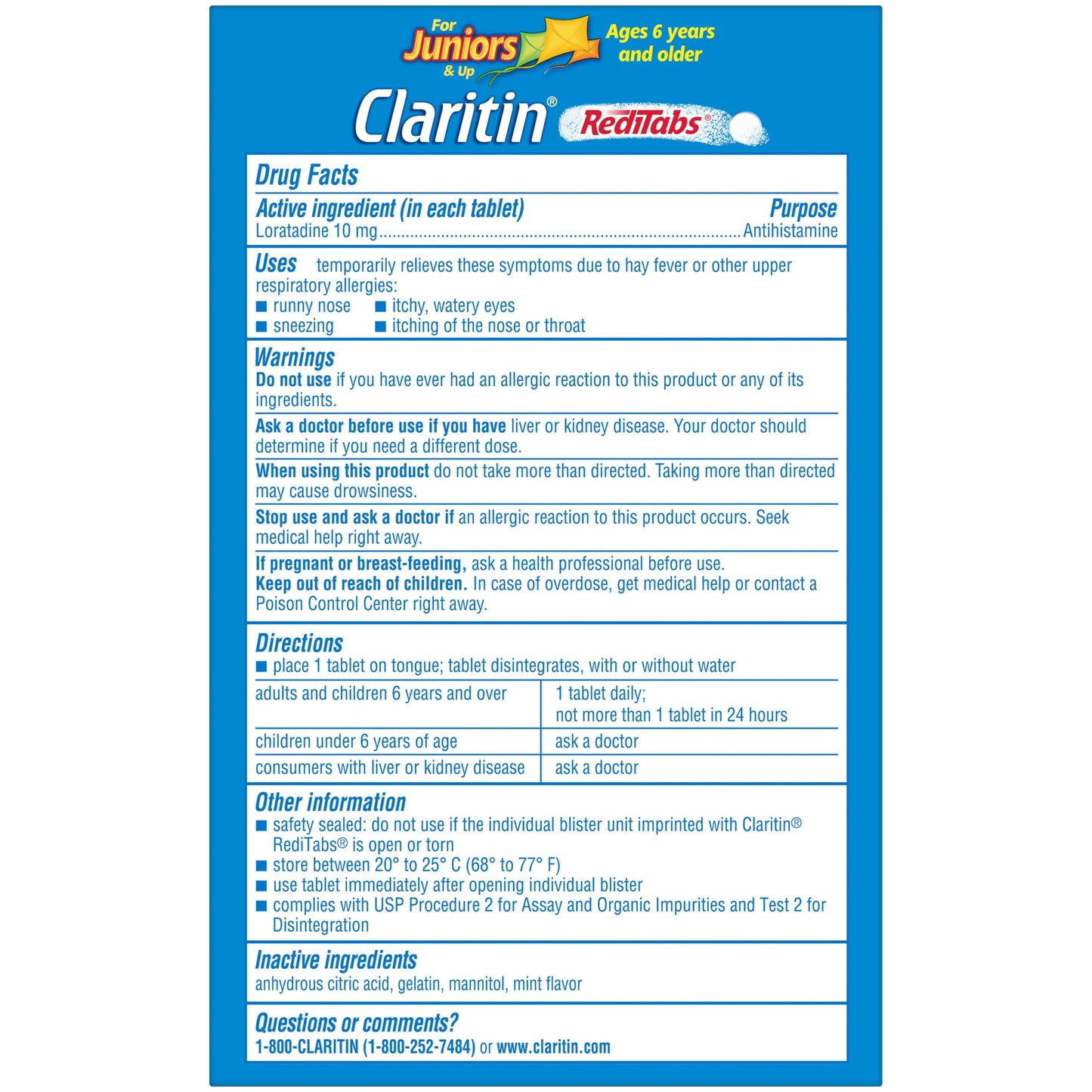 Claritin Juniors RediTabs Allergy 24 Hour Relief Tablets