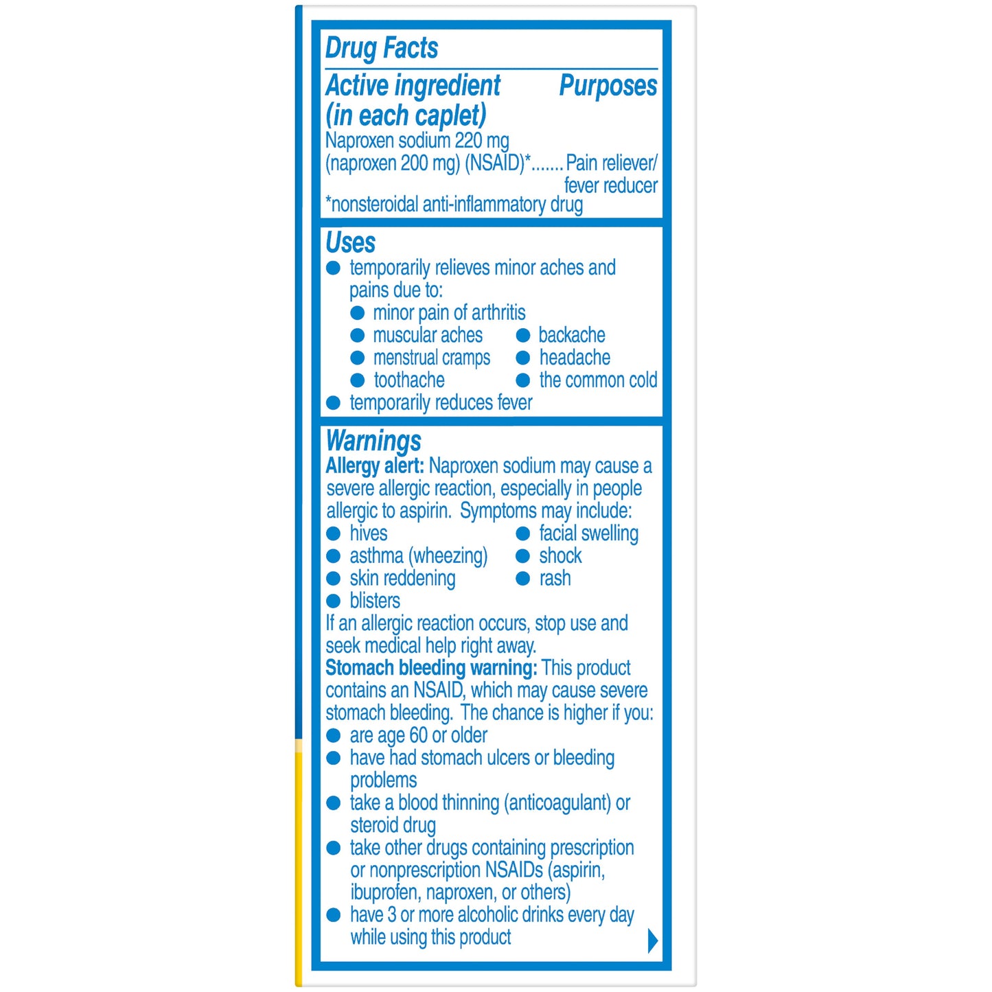 Aleve Pain & Fever Relief Naproxen 220 mg Tablets