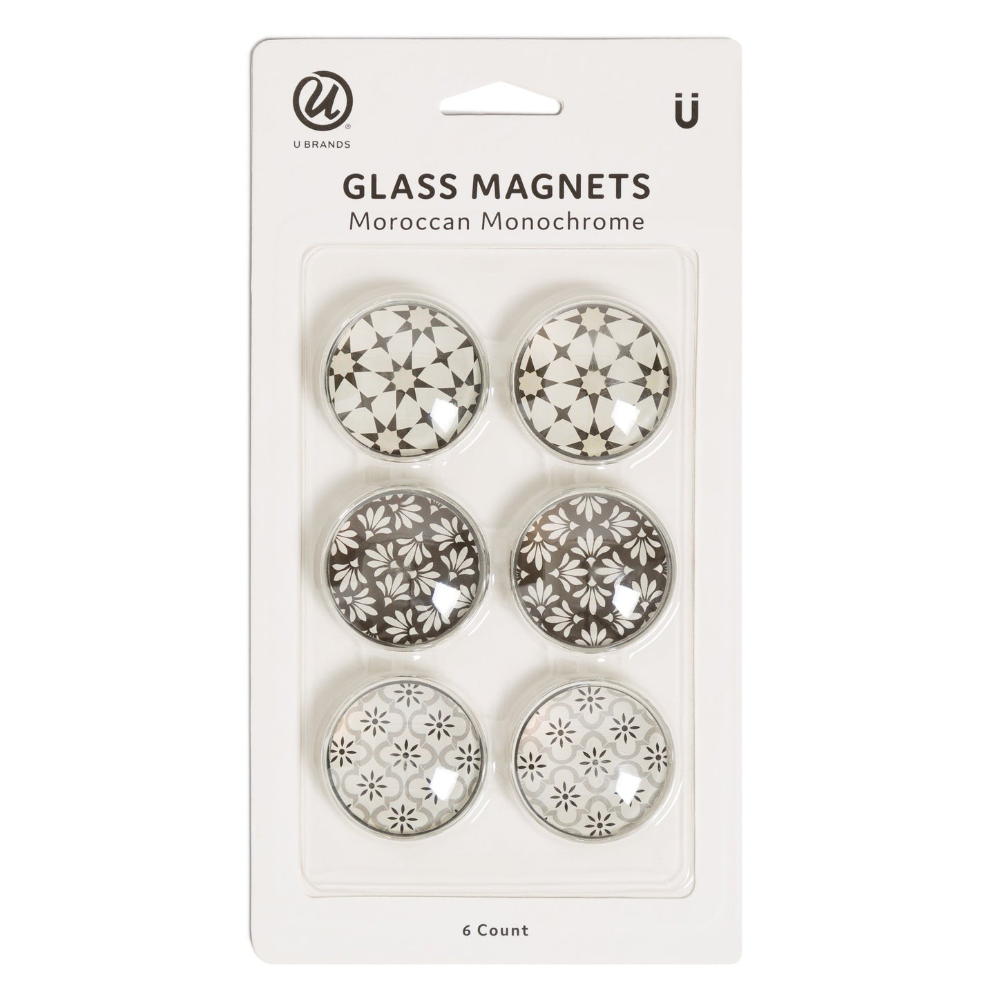 U Brands Glass Magnets - Moroccan Monochrome