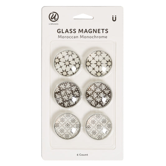U Brands Glass Magnets - Moroccan Monochrome
