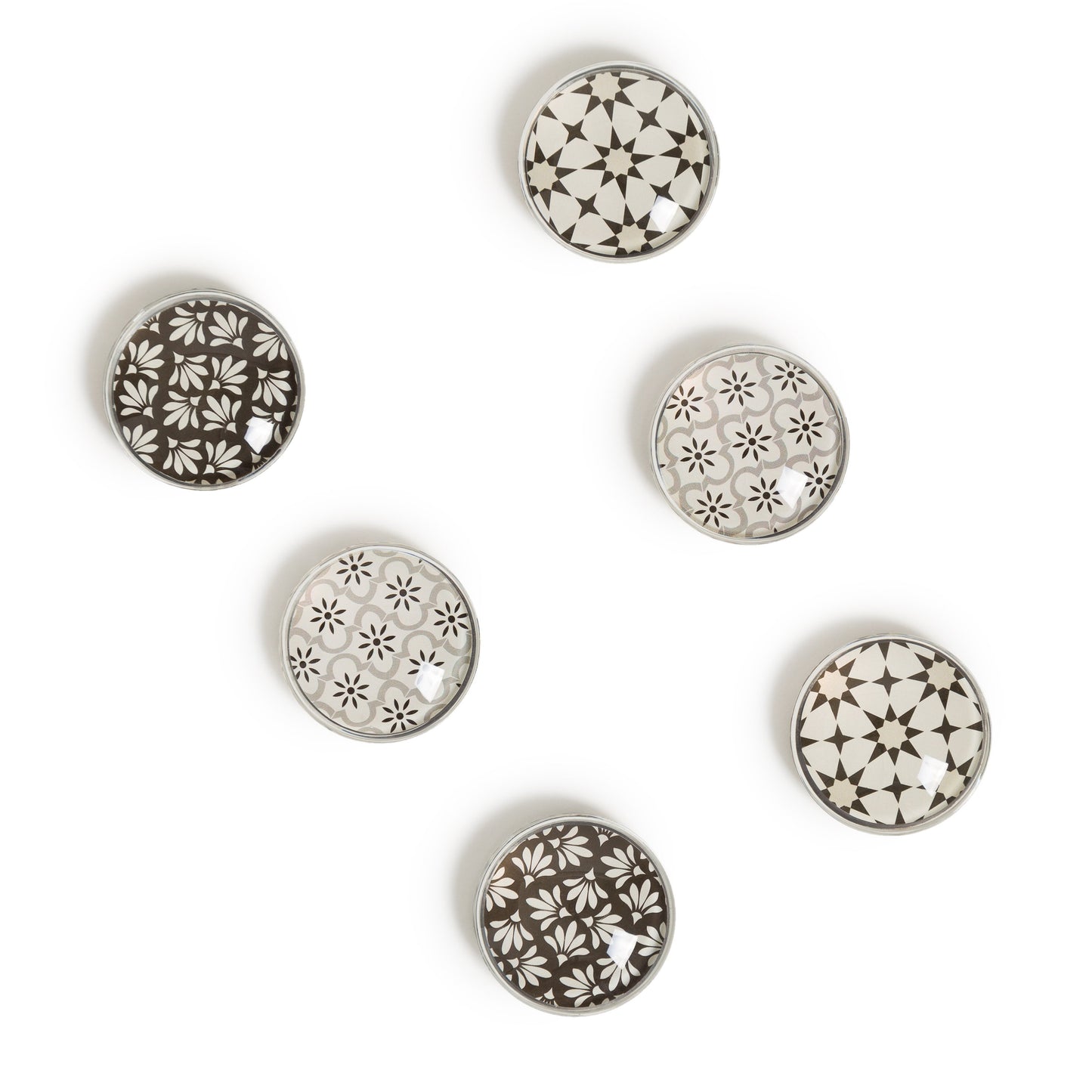 U Brands Glass Magnets - Moroccan Monochrome