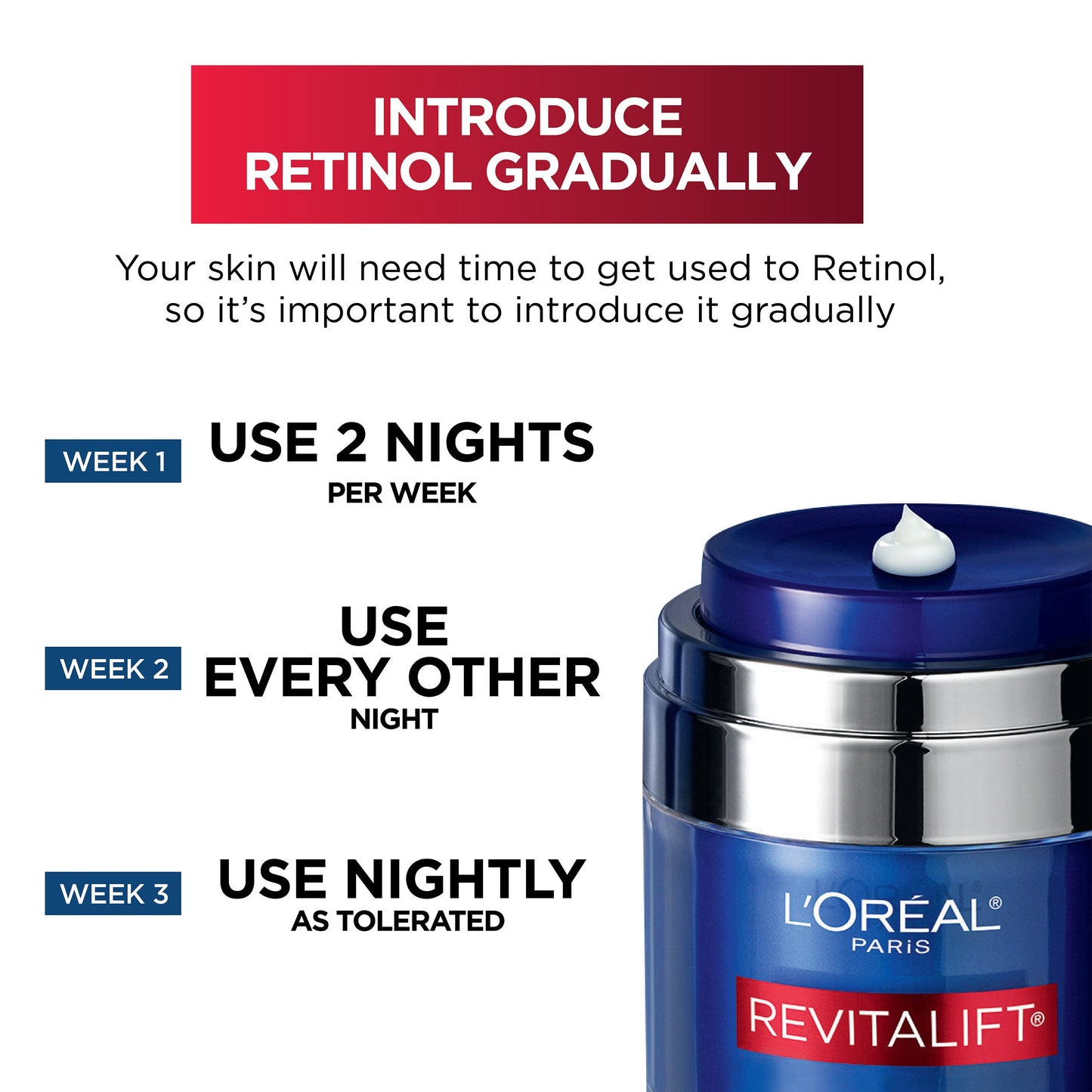 L'Oréal Paris Revitalift Pressed Night Moisturizer with Retinol, Niacinamide