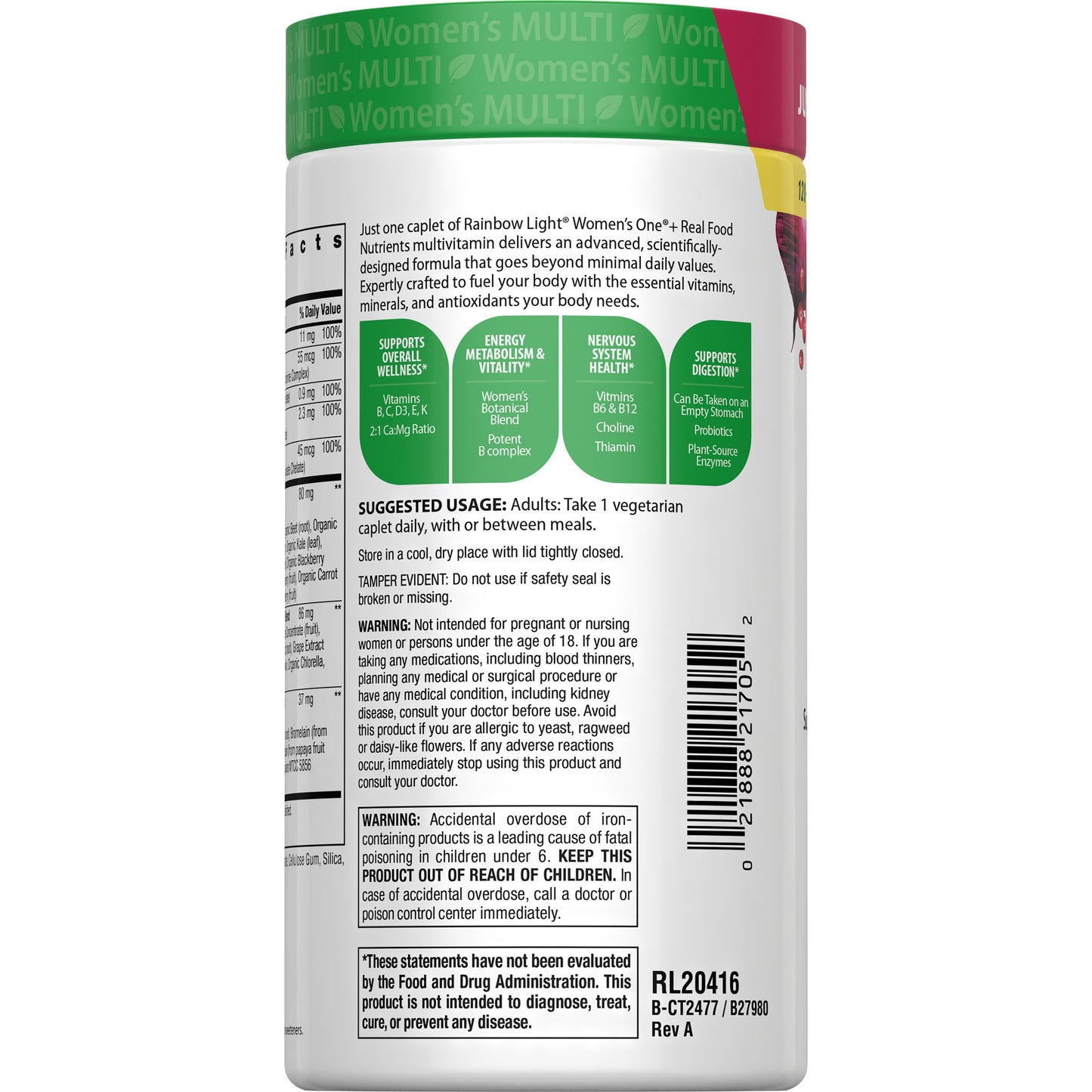 Rainbow Light Women's One 50+ Daily Multivitamin Tablets