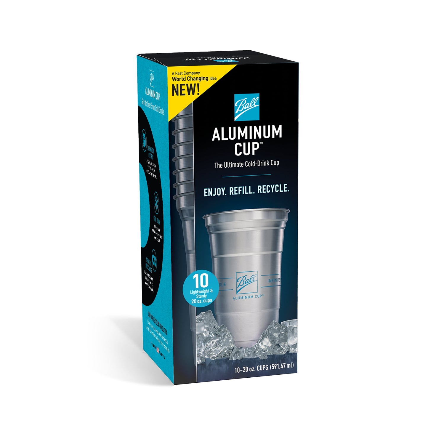 Ball Aluminum Cup Cold Drink 20 oz Recyclable Party Cups
