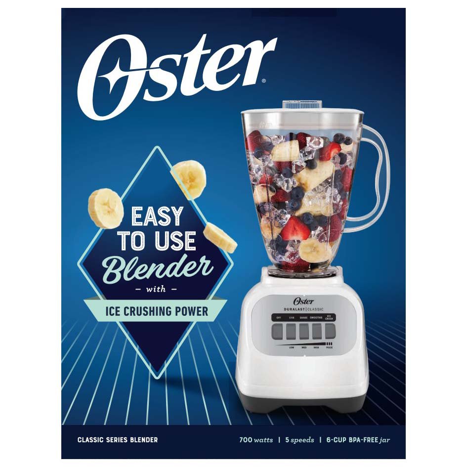 Oster Classic Series 5-Speed Blender with Plastic Jar - White