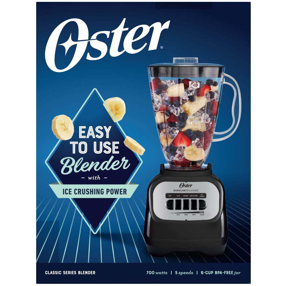 Oster Classic Series 5-Speed Blender with Plastic Jar - Black