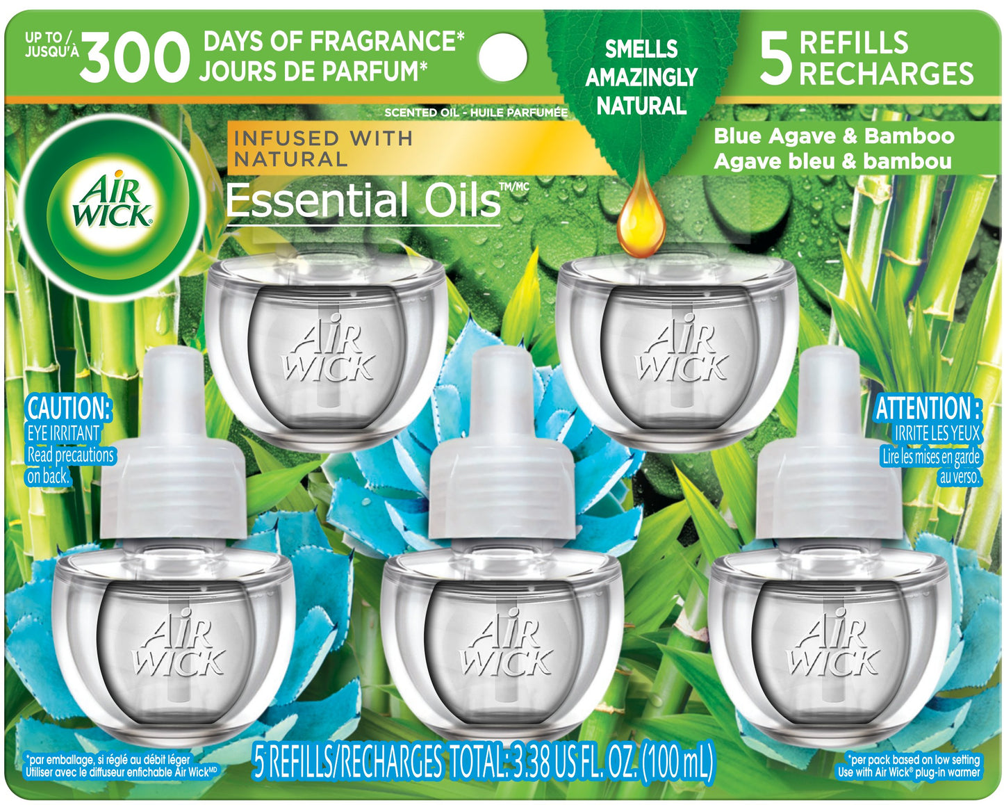 Air Wick Scented Oil Refill, Plug In Air Freshener, Blue Agave and Bamboo