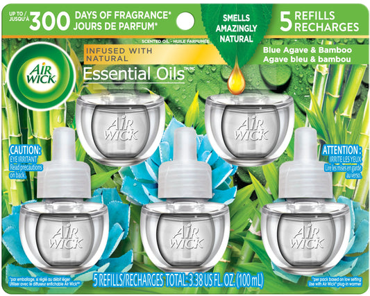 Air Wick Scented Oil Refill, Plug In Air Freshener, Blue Agave and Bamboo