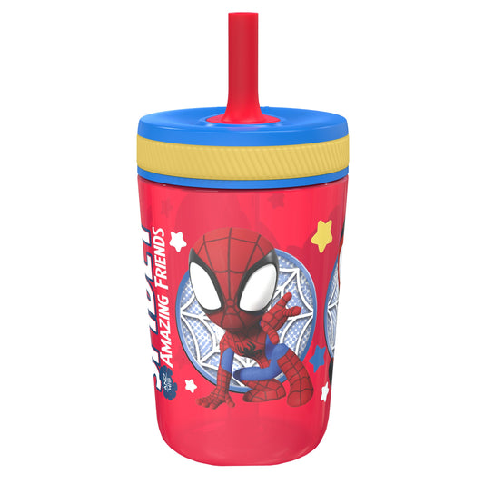 Zak! Designs Kids Plastic Tumbler with Straw - Spider-Man