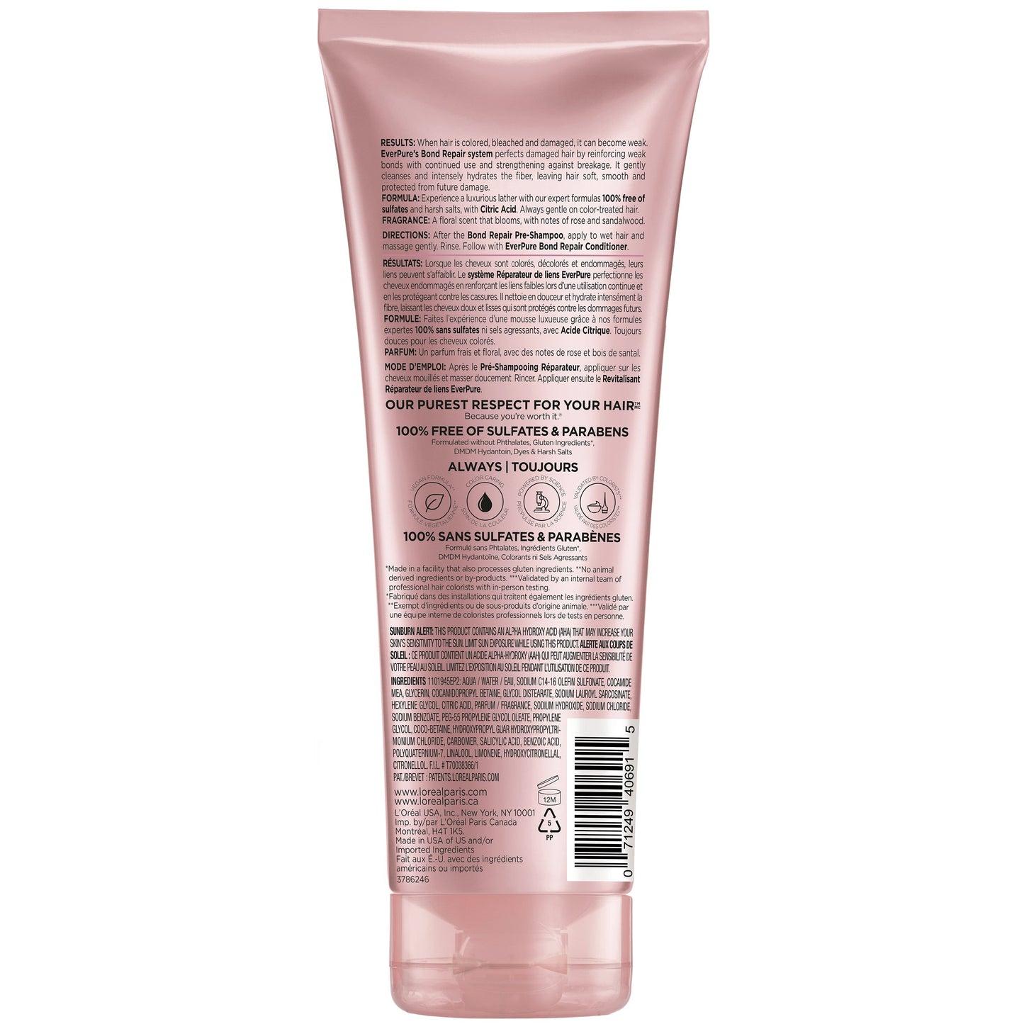 L'Oréal Paris EverPure Sulfate Free Colore Care Bond Repair Strengthening Shampoo