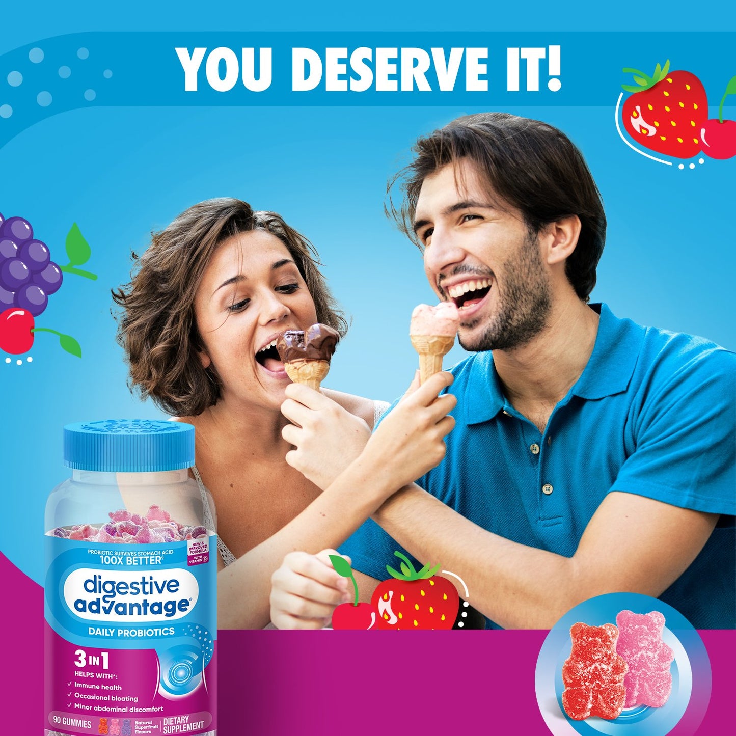 Digestive Advantage Probiotic Gummies Superfruit Blend