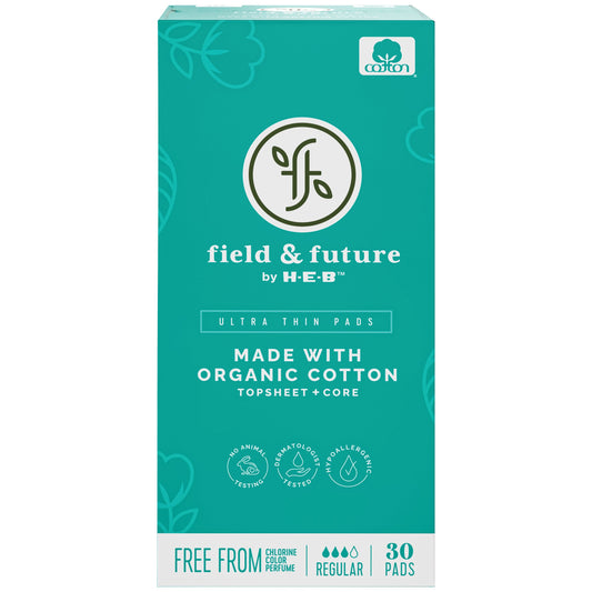 Field & Future by H-E-B Organic Cotton Ultra Thin Pads - Regular
