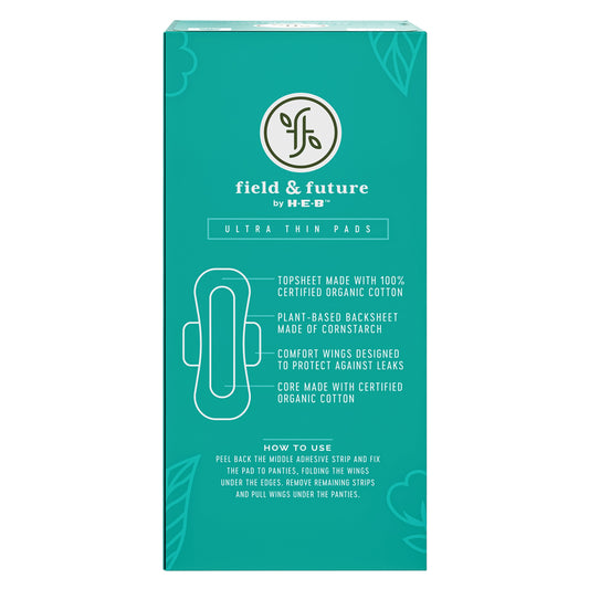 Field & Future by H-E-B Organic Cotton Ultra Thin Pads - Regular