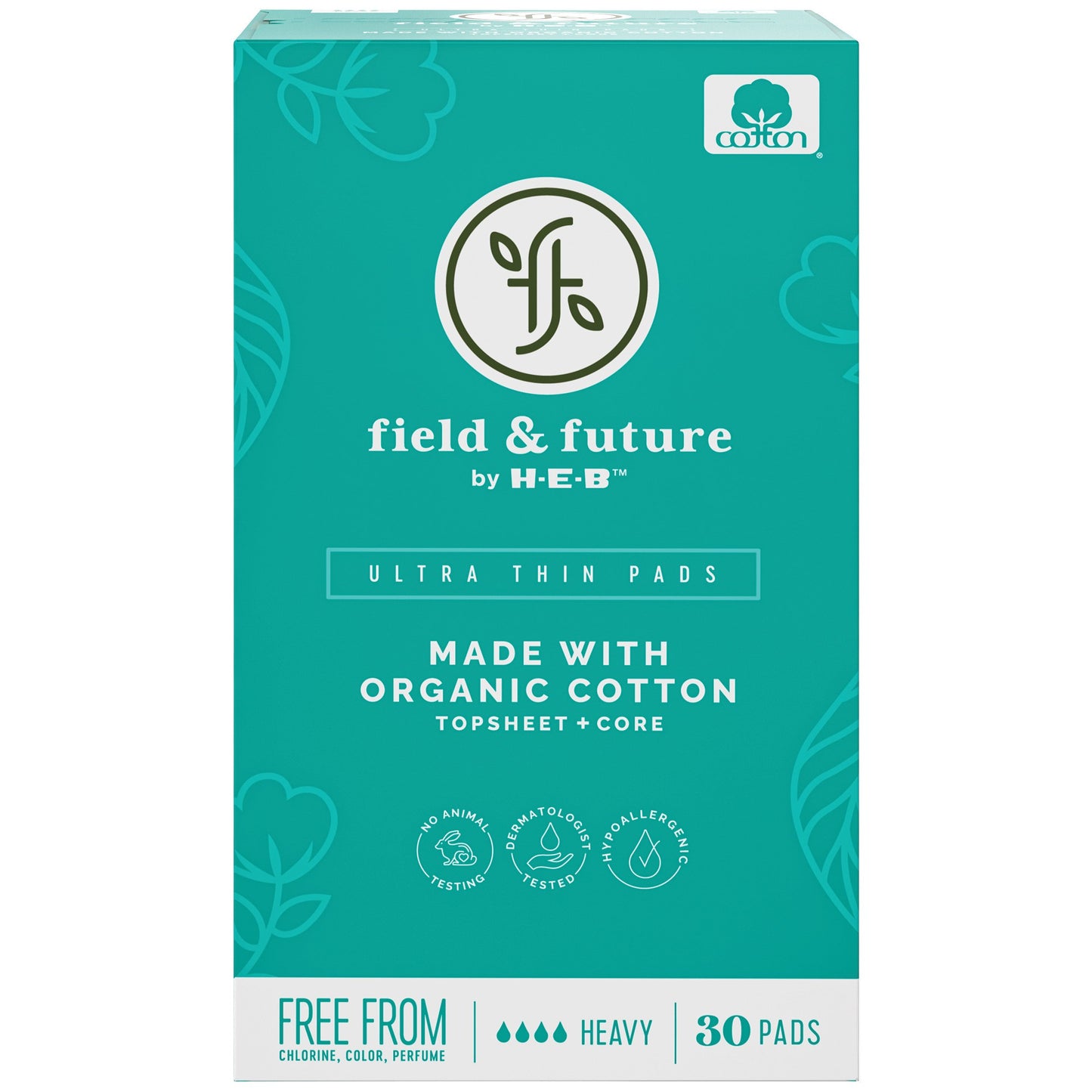 Field & Future by H-E-B Organic Cotton Ultra Thin Pads - Heavy