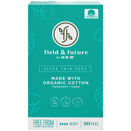 Field & Future by H-E-B Organic Cotton Ultra Thin Pads - Heavy