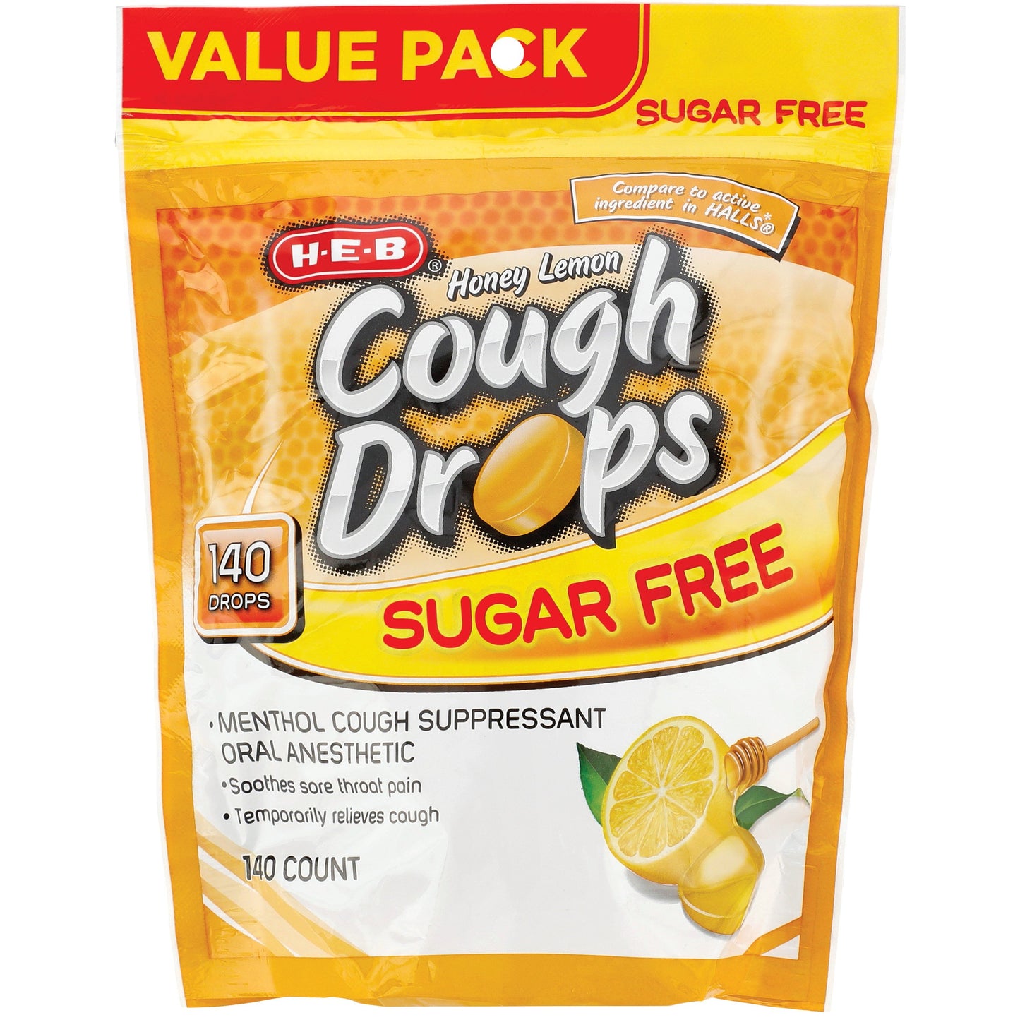 H-E-B Value Pack Sugar Free Cough Drops - Honey Lemon