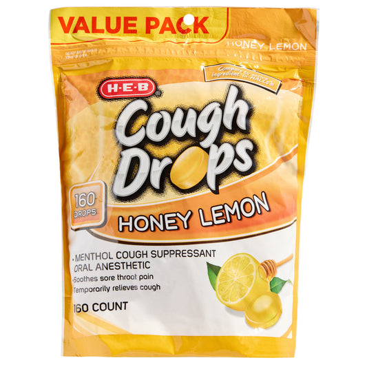 H-E-B Cough & Throat Relief Drops Value Pack - Honey Lemon