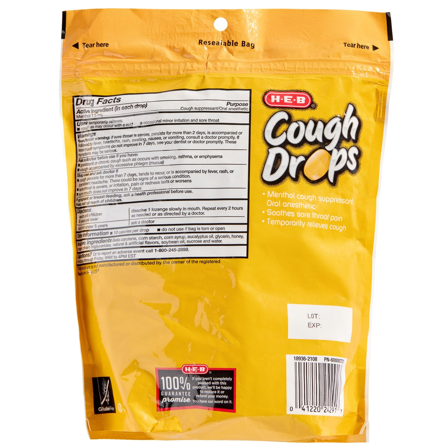 H-E-B Cough & Throat Relief Drops Value Pack - Honey Lemon