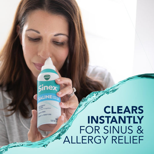 Vicks Sinex SALINE Nasal Spray, Ultra Fine Mist, Clear Everyday Sinus Congestion Fast