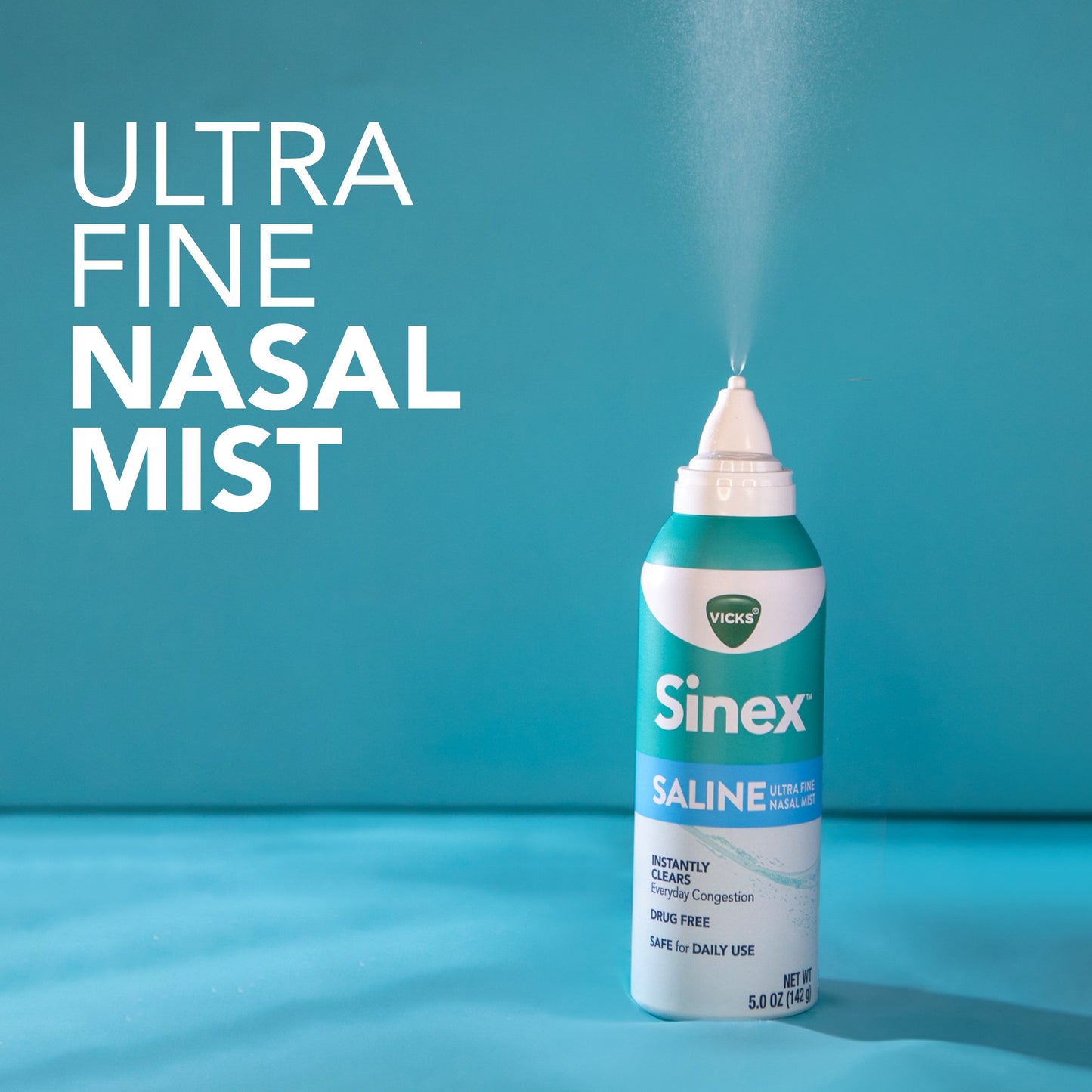 Vicks Sinex SALINE Nasal Spray, Ultra Fine Mist, Clear Everyday Sinus Congestion Fast