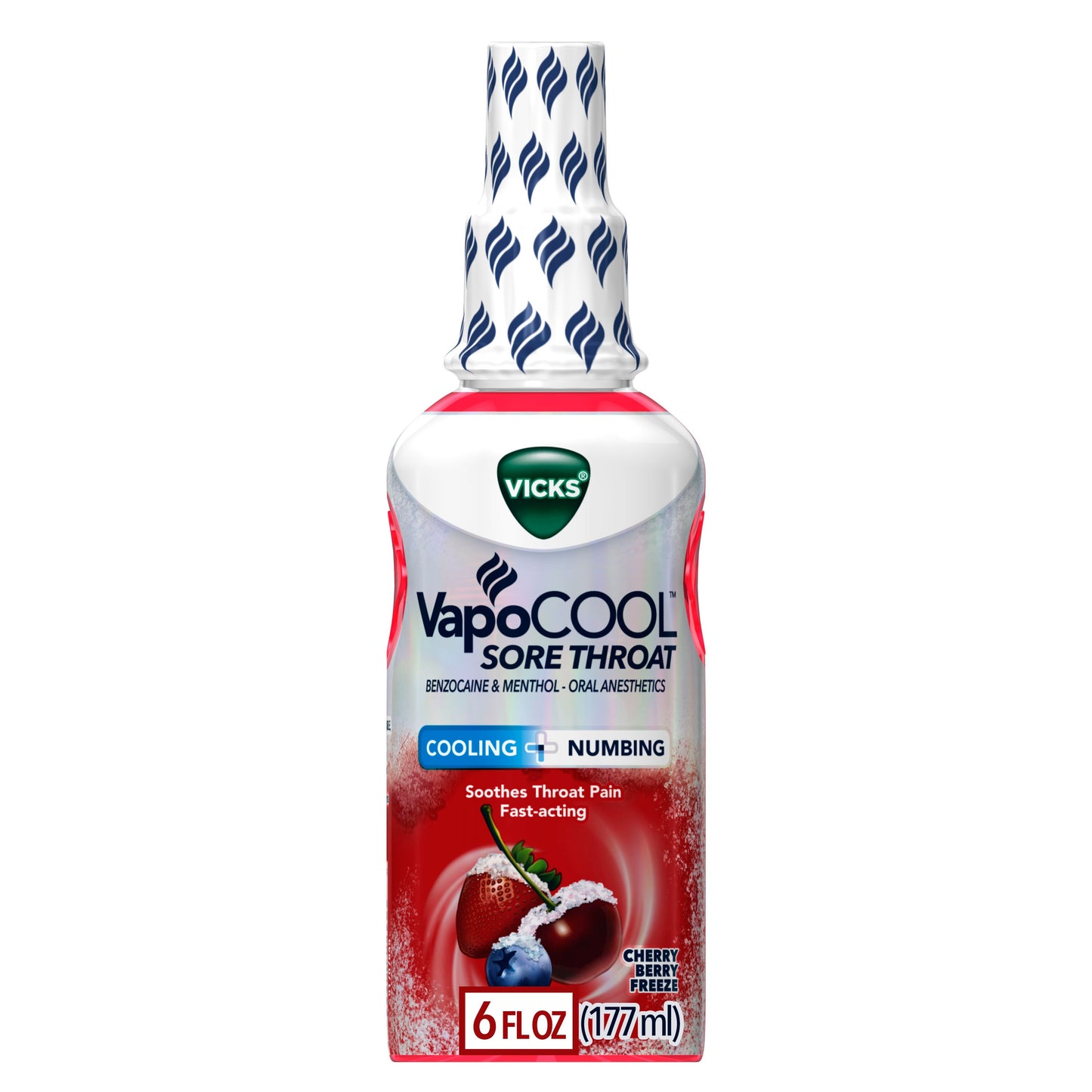 Vicks VapoCOOL Sore Throat Spray, Powerful Sore Throat Numbing Relief with Benzocaine & Menthol - Oral Anesthetics, Berry Flavor