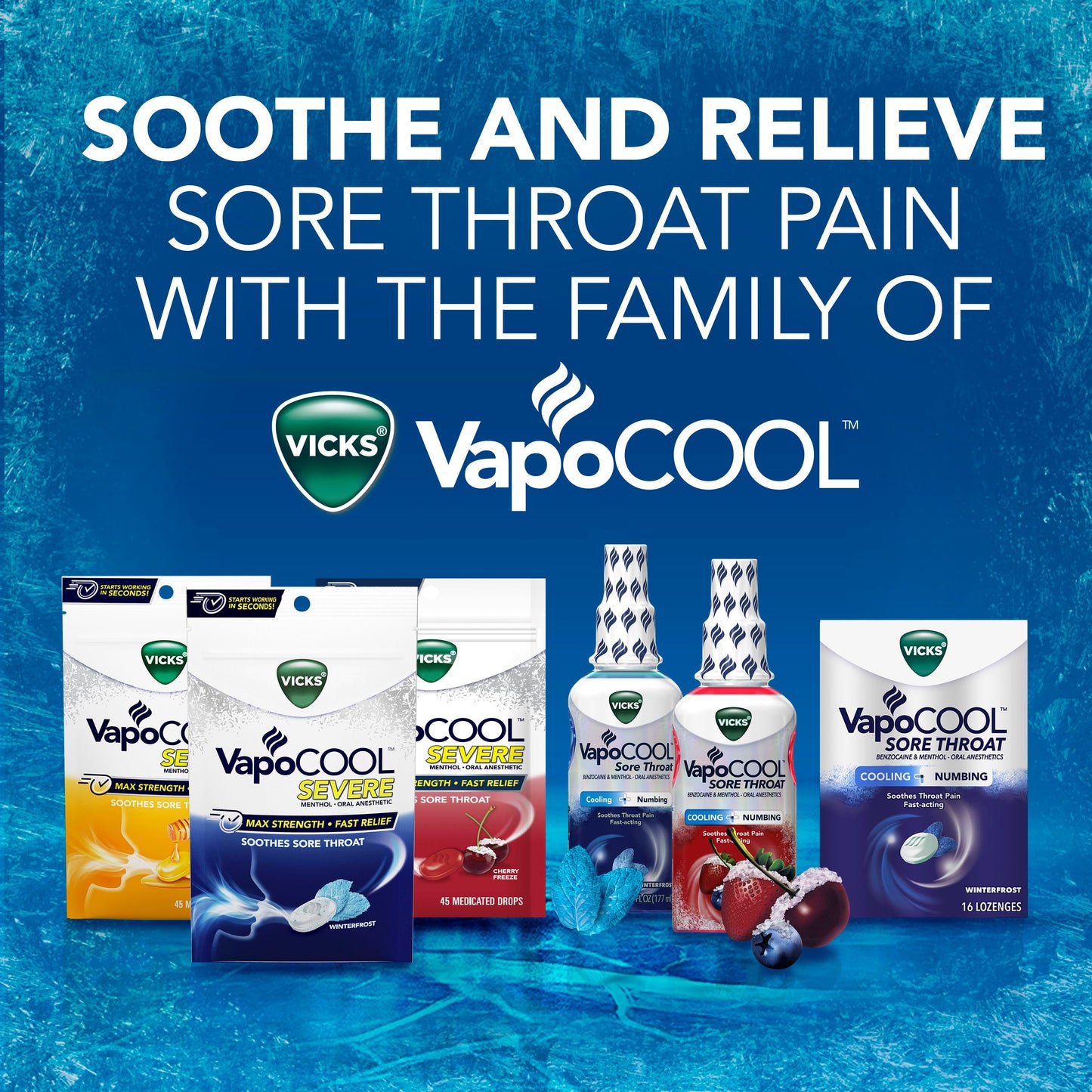 Vicks VapoCOOL Sore Throat Spray, Powerful Sore Throat Numbing Relief with Benzocaine & Menthol - Oral Anesthetics, Berry Flavor