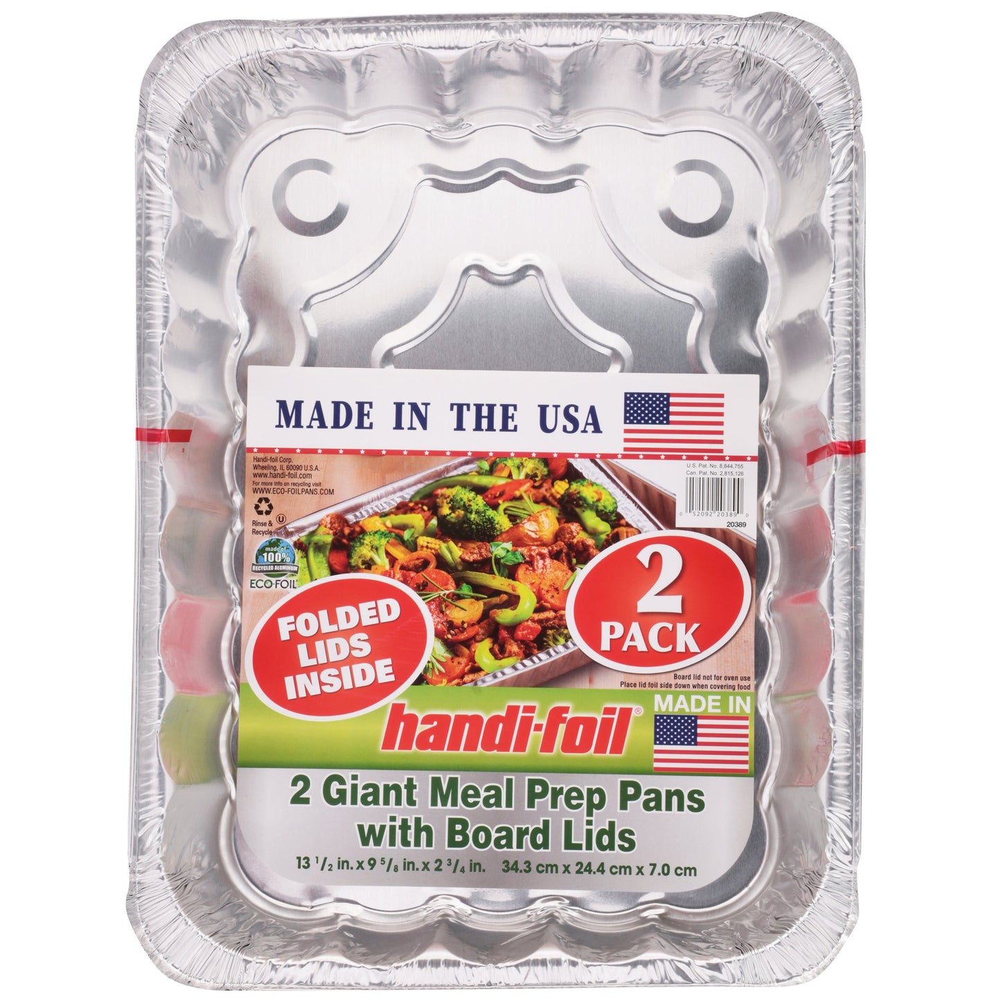Handi-Foil Giant Meal Prep Pans & Board Lids, 2 pk