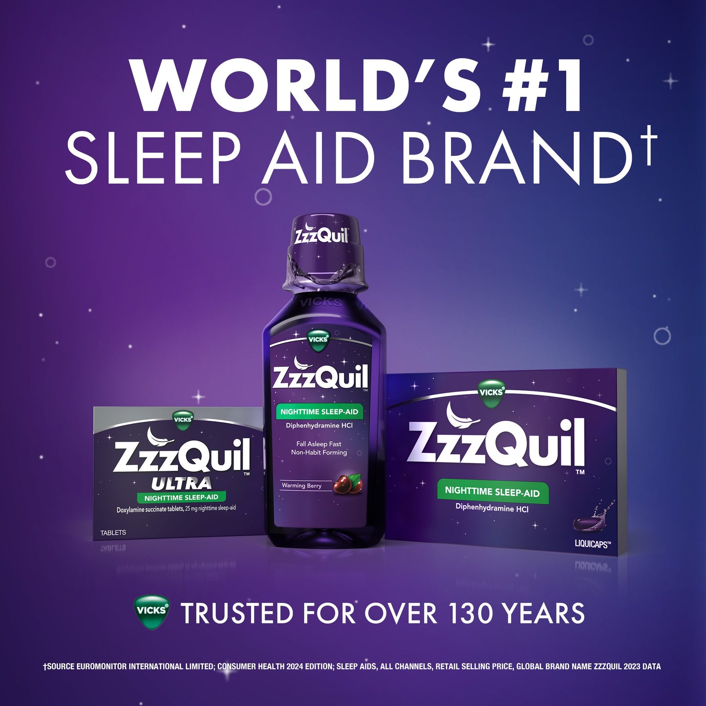 Vicks ZzzQuil Nighttime Sleep Aid Liquid, Calming Vanilla Cherry Flavor