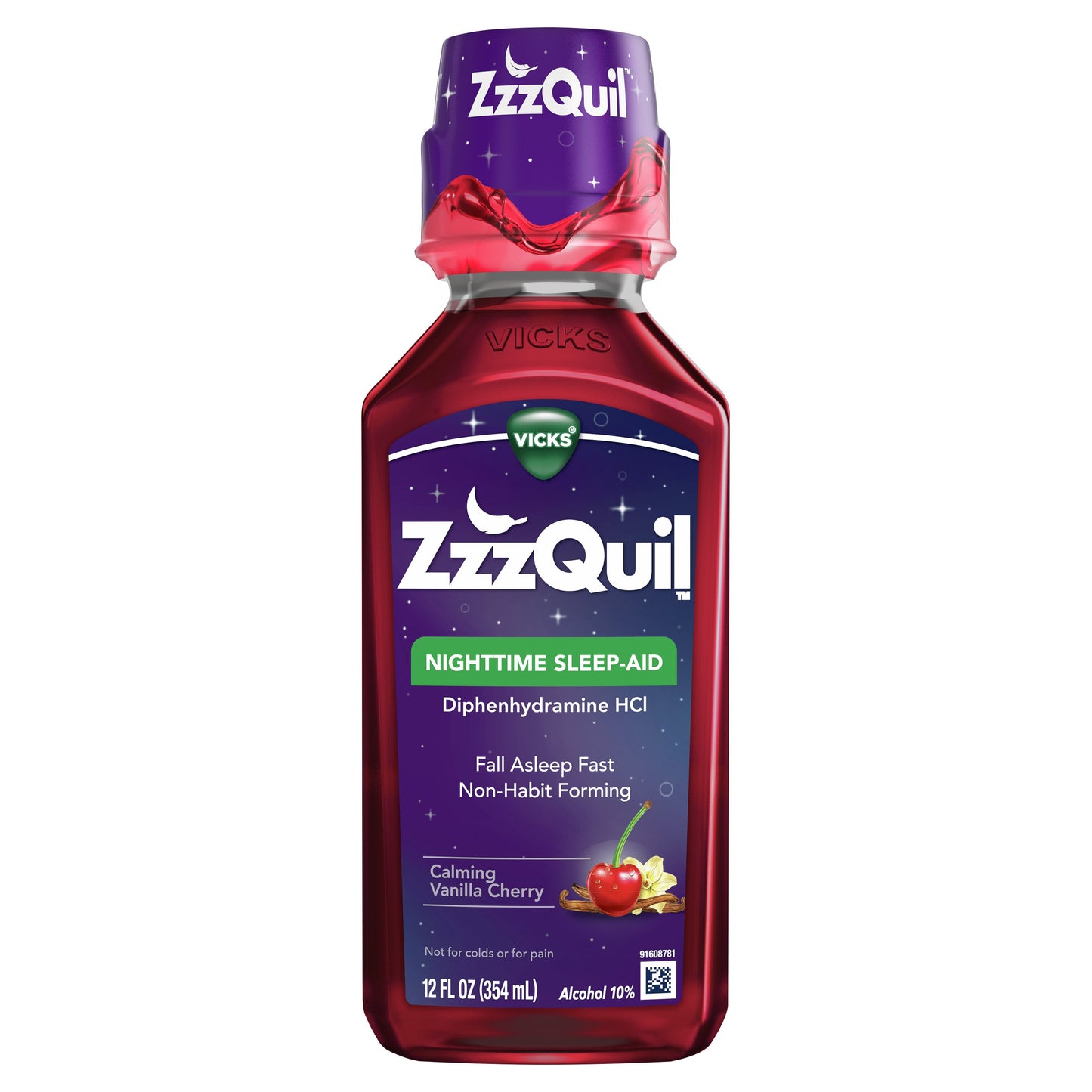 Vicks ZzzQuil Nighttime Sleep Aid Liquid, Calming Vanilla Cherry Flavor