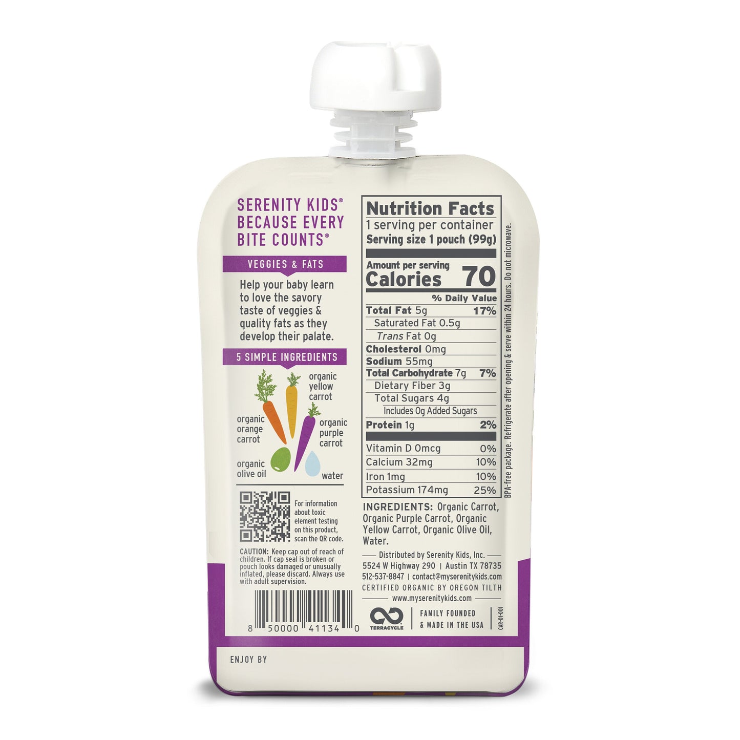 Serenity Kids Organic Baby Food Pouch - Carrot Medley