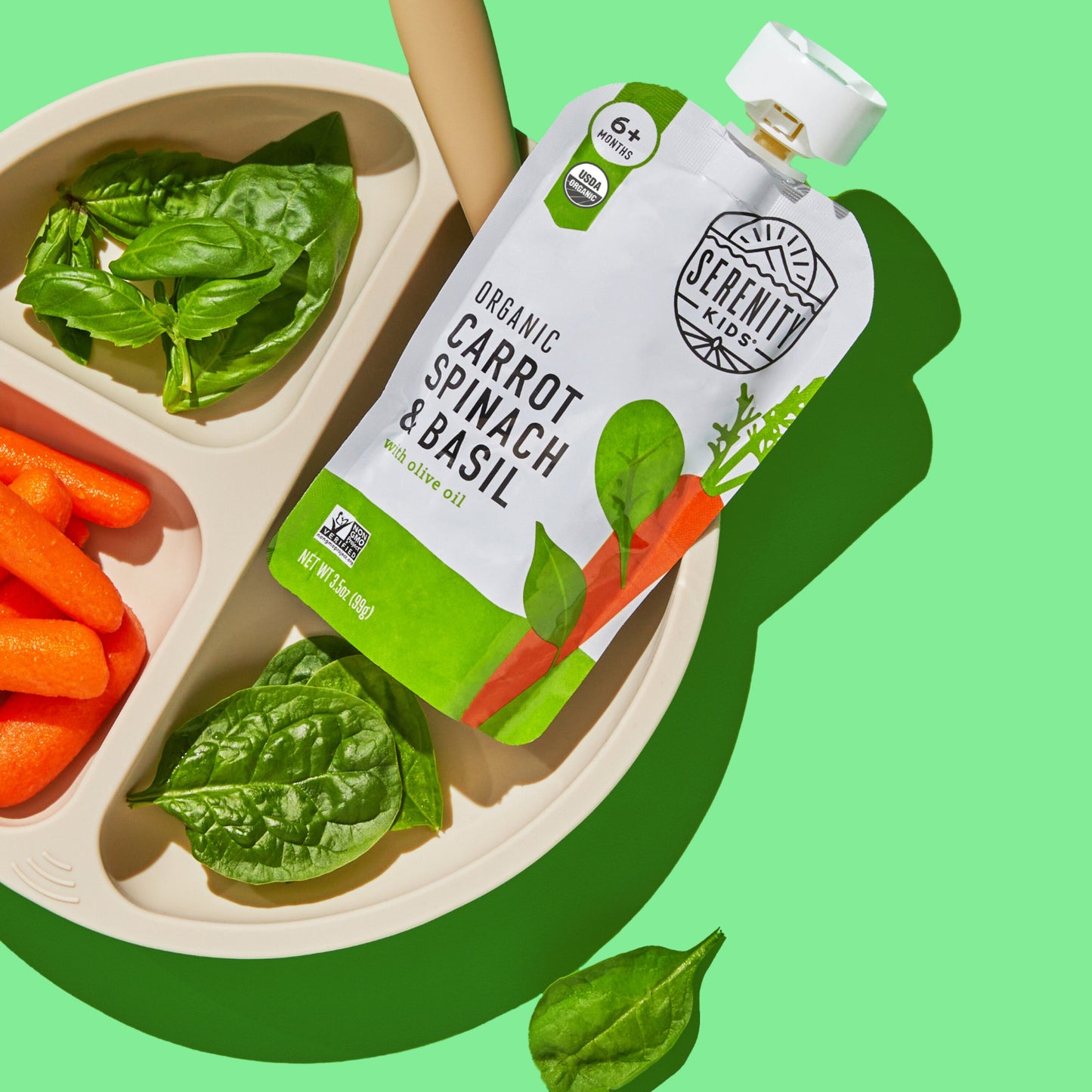 Serenity Kids Organic Baby Food Pouch - Carrot, Spinach & Basil