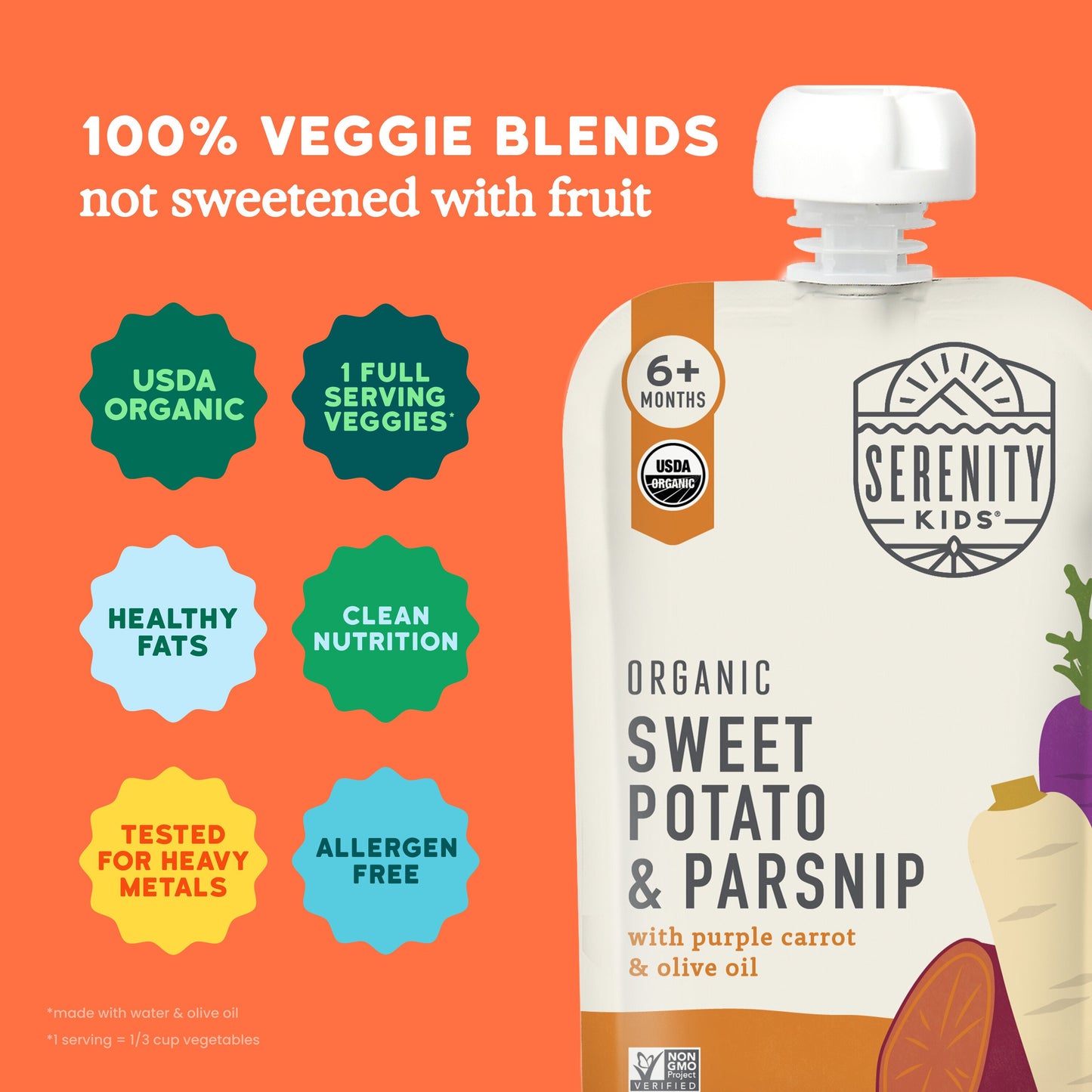 Serenity Kids Organic Baby Food Pouch - Sweet Potato & Parsnip
