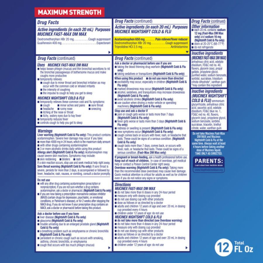 Mucinex FAST-MAX DM Max & Nightshift  Cold & Flu