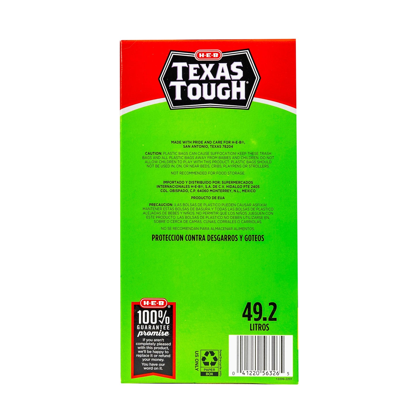 H-E-B Texas Tough Tall Kitchen Flex Trash Bags, 13 Gallon