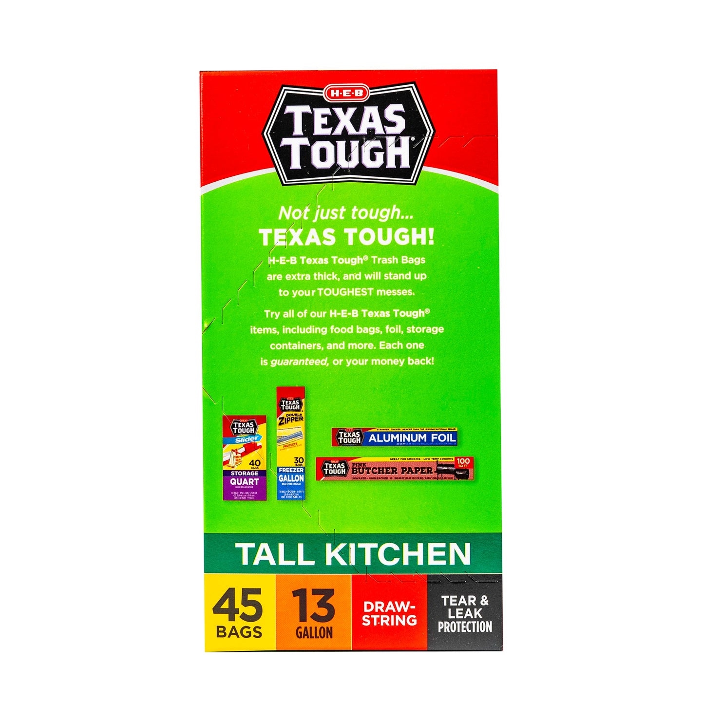 H-E-B Texas Tough Tall Kitchen Flex Trash Bags, 13 Gallon