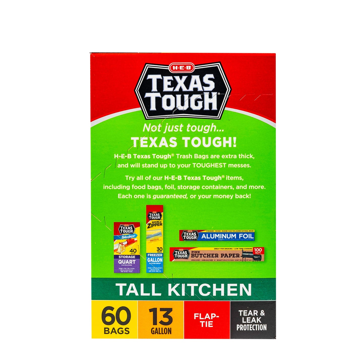 H-E-B Texas Tough Tall Kitchen Flap Tie Trash Bags, 13 Gallon