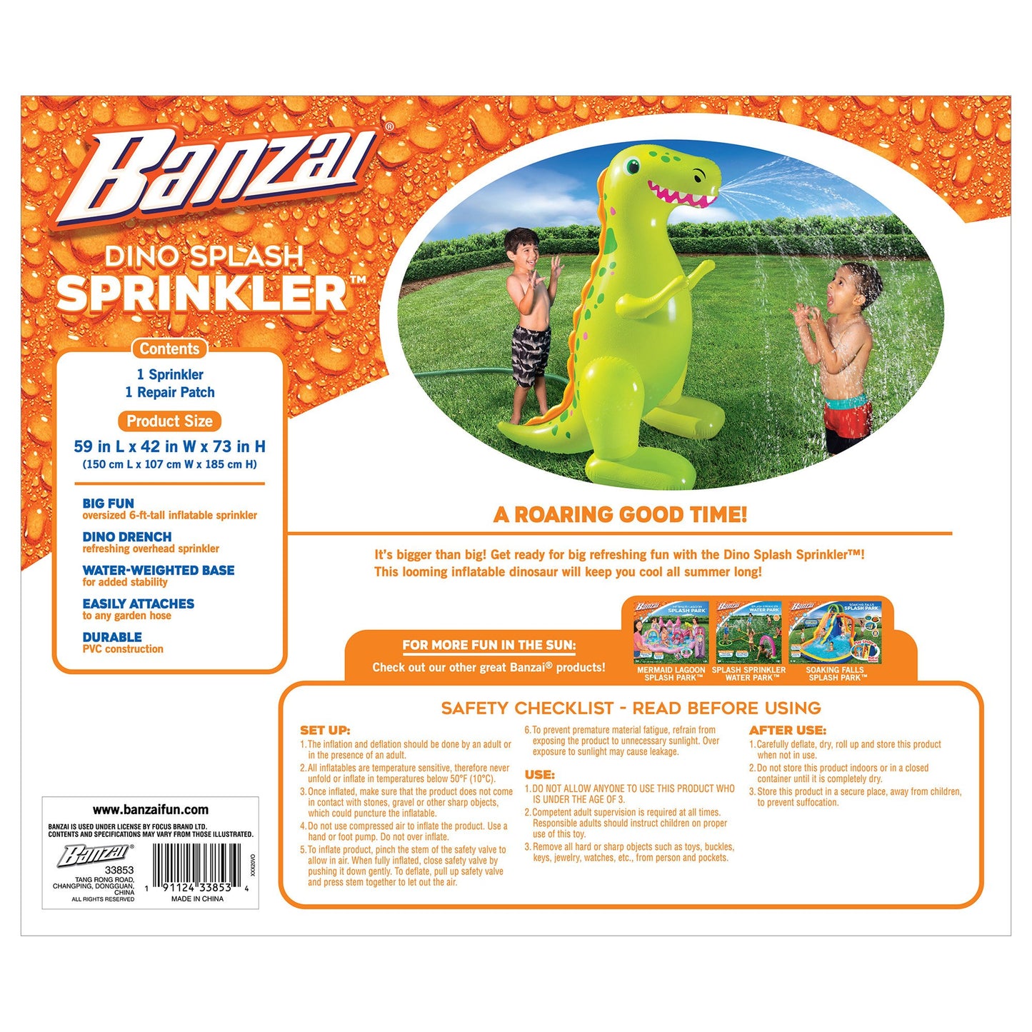 Banzai Dino Splash Water Sprinkler