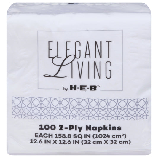 Elegant Living by H-E-B 2-Ply Paper Napkins - White
