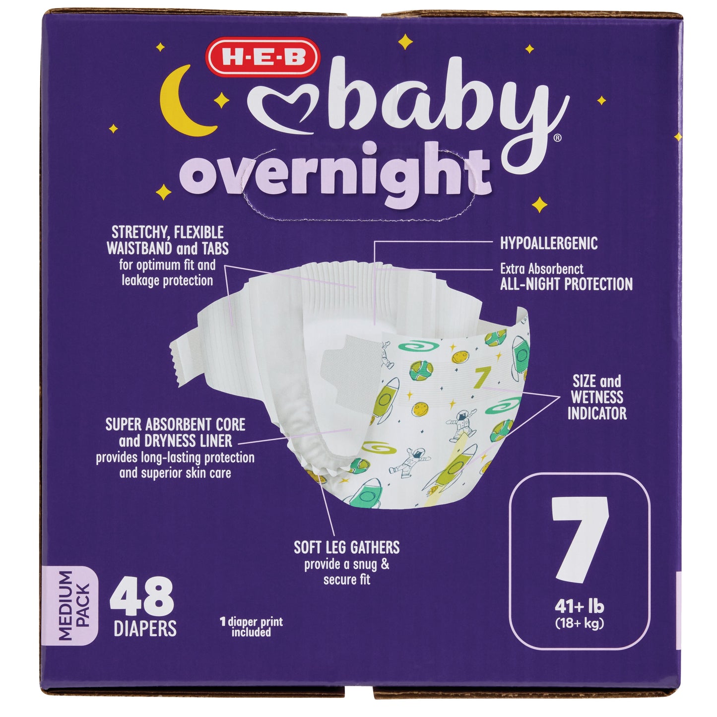 H-E-B Baby Medium Pack Overnight Diapers - Size 7