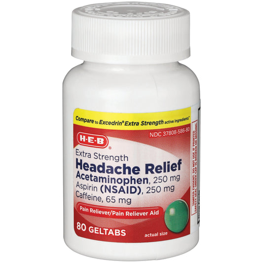 H-E-B Extra Strength Headache Relief Acetaminophen 250 mg Geltabs