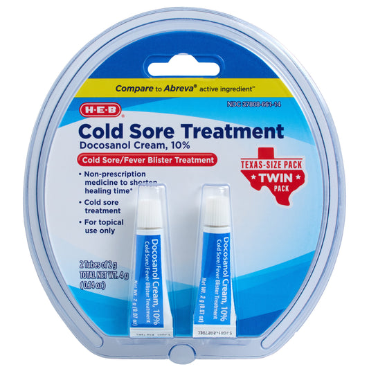H-E-B Cold Sore & Fever Blister Treatment - Twin Pack
