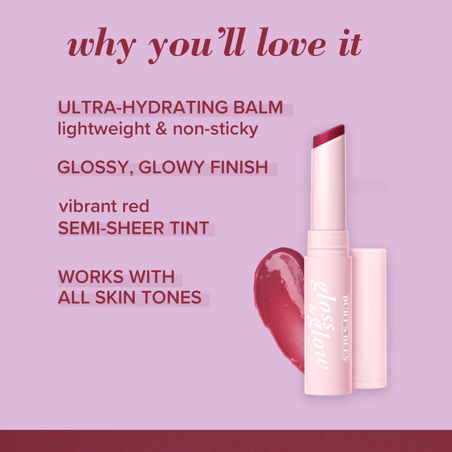 Burt's Bees Gloss & Glow Glossy Balm - Eat, Drink & Be Cherry