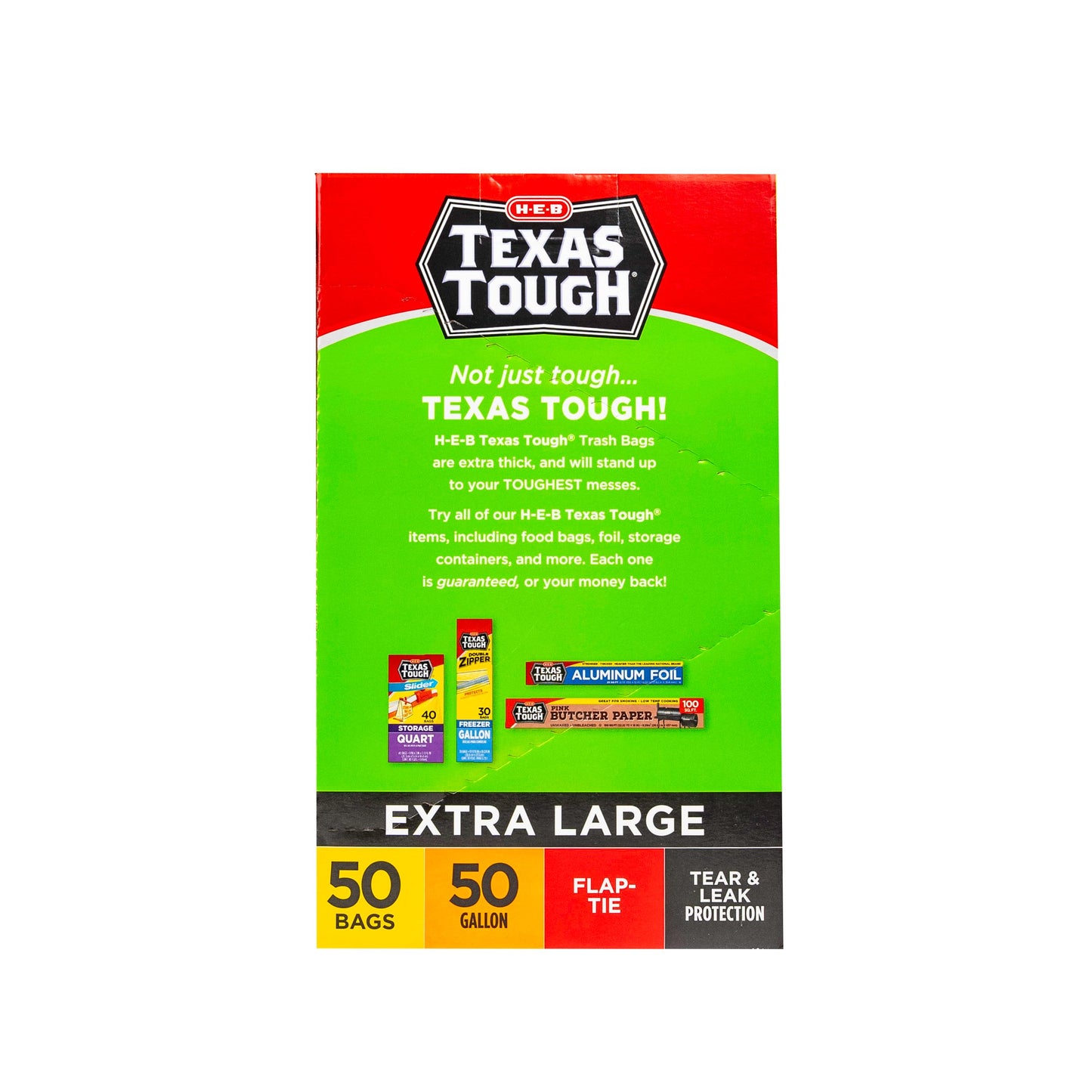 H-E-B Texas Tough Extra Large Trash Bags, 50 Gallon