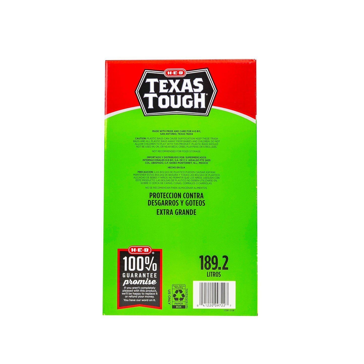 H-E-B Texas Tough Extra Large Trash Bags, 50 Gallon