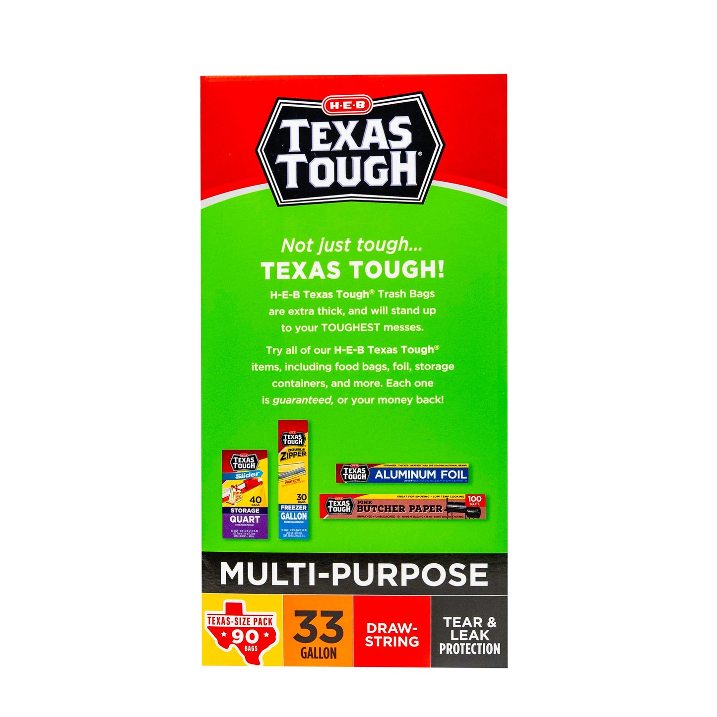 H-E-B Texas Tough Flex Multipurpose 33 Gallon Trash Bags - Texas-Size Pack