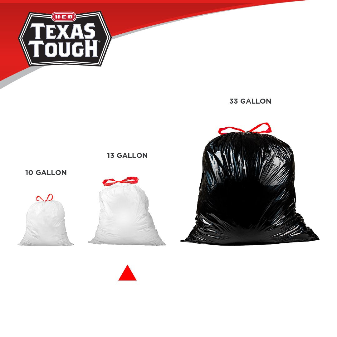 H-E-B Texas Tough Tall Kitchen Drawstring Trash Bags, 13 Gallon - Lavender Scent
