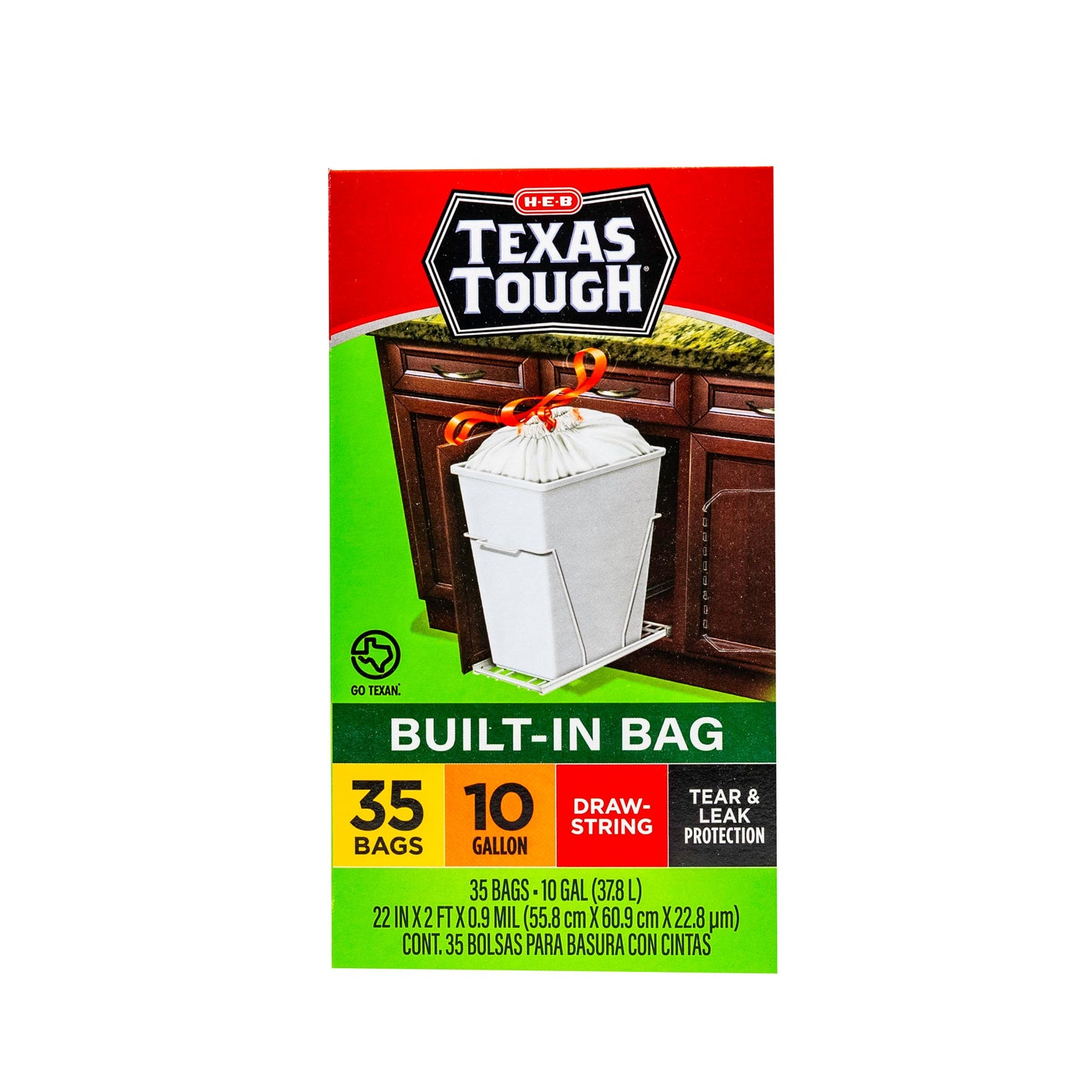 H-E-B Texas Tough Drawstring Trash Bags, 10 Gallon