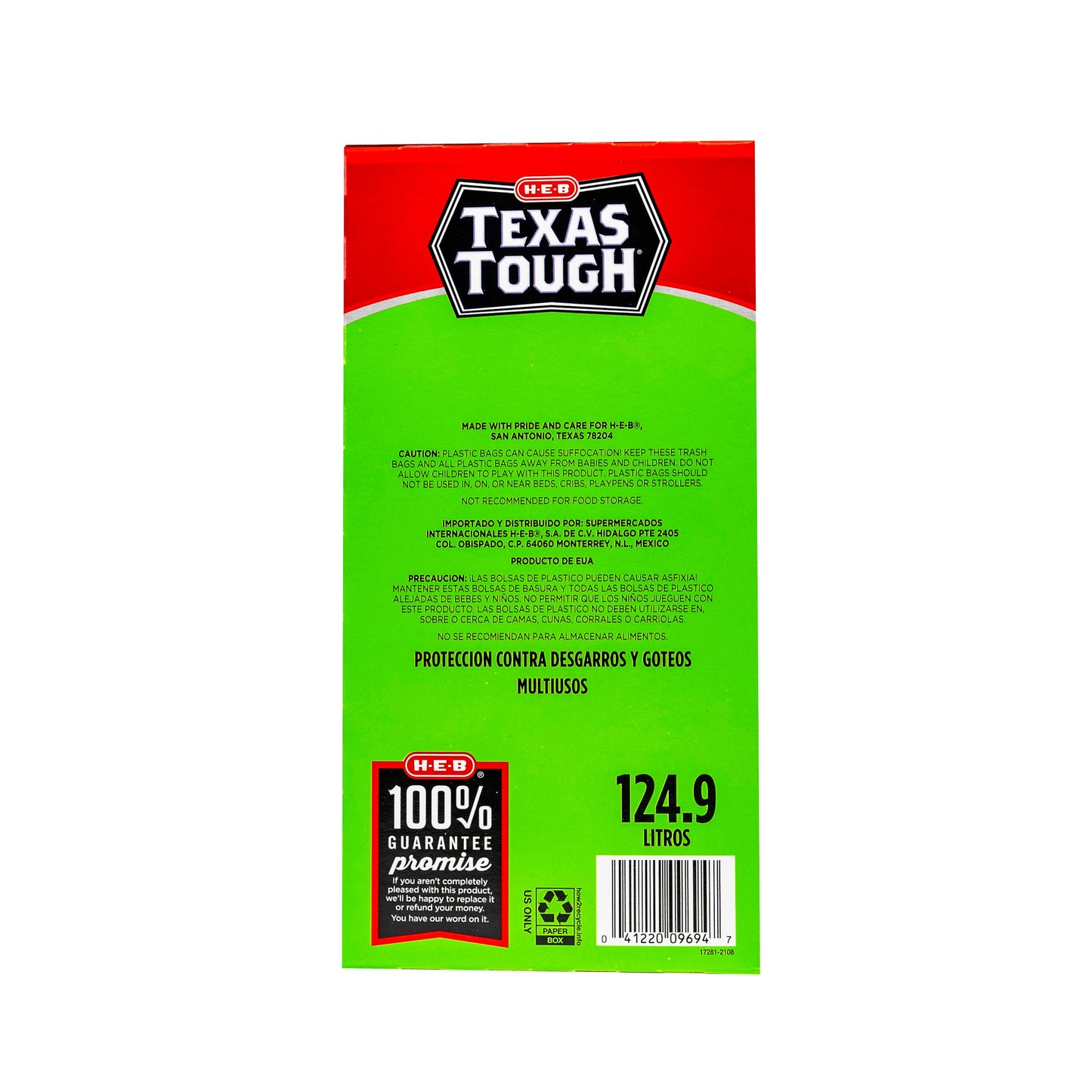 H-E-B Texas Tough Large Multipurpose Flap Tie Trash Bags, 33 Gallon