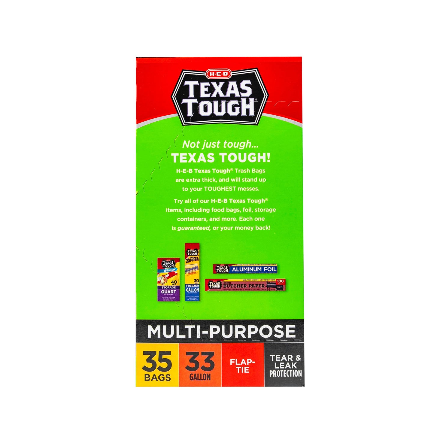 H-E-B Texas Tough Large Multipurpose Flap Tie Trash Bags, 33 Gallon